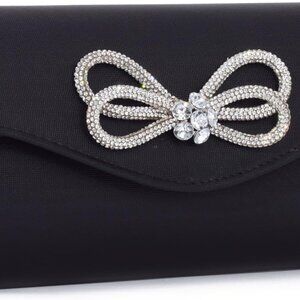 Stylish Black Rhinestone Clutch Purse for Formal Occasions - Compact & Chic